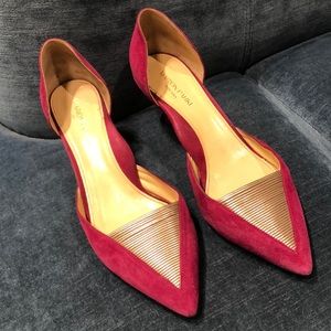 Marion Parke -Magenta color suede kitten heel pump